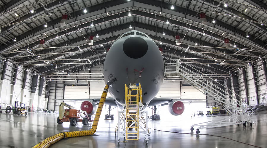 A KC-10 prepares for install of CNS/ATM upgrade